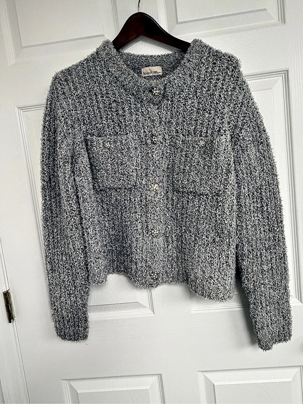 Bécool Gray Bouclé Cardigan Large Like New